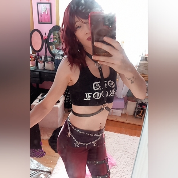Dbl pentagram ⛧ chest harness! Sexy gothic aesthetic nwot - Picture 3 of 3